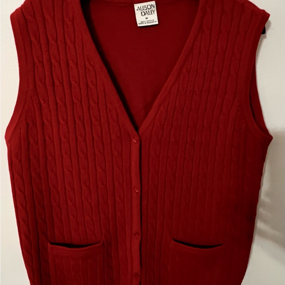 🌼 Vintage Burgundy Red Knit Vest Top - Picture 2 of 5